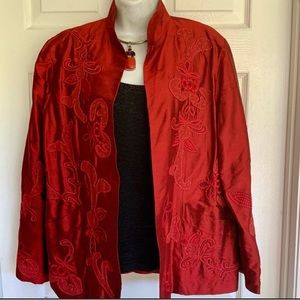 CHICO’S 100% silk embroidered jacket, Size 1